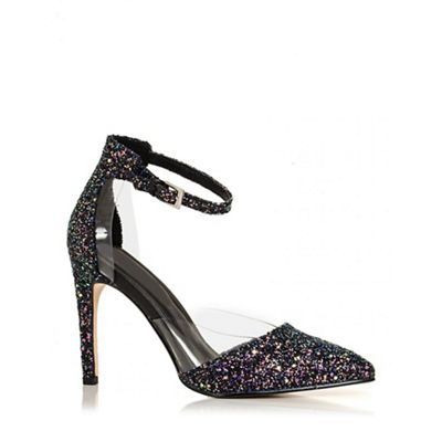 Black glitter perspex court shoes